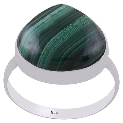 Beautiful Elongated Gemstone Malachite Drop Shape 925 Sterling Solid Silver Ring - R3403196-10