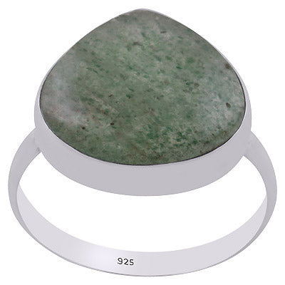 Beautiful Elongated Gemstone Green Aventurine Drop Shape 925 Sterling Solid Silver Ring - R3403196-8