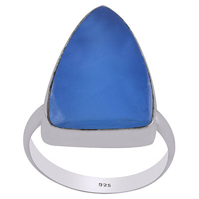 Stunning Shaped Gemstone Blue Chalcedony Shield Shape 925 Sterling Solid Silver Ring - R3403197-6