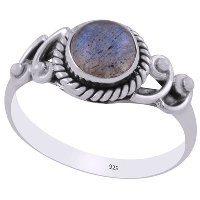 Beautiful Handcrafted Work Around Labradorite Round Shape 925 Sterling Solid Silver Ring - R3403200-5
