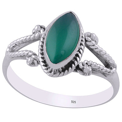 Beautiful Twisted Wire Work Around Green Onyx Marquise Shape 925 Sterling Solid Silver Ring - R3403201-10