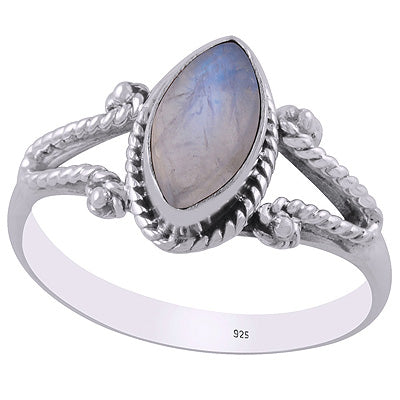 Beautiful Twisted Wire Work Around Rainbow Moonstone Marquise Shape 925 Sterling Solid Silver Ring - R3403201-4