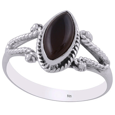 Beautiful Twisted Wire Work Around Black Onyx Marquise Shape 925 Sterling Solid Silver Ring - R3403201-8