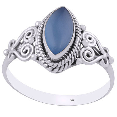 Gorgeous Wire Coil Work Around Blue Chalcedony Marquise Shape 925 Sterling Solid Silver Ring - R3403205-9