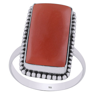 Stunning Handcrafted Rawa Work Around Carnelian Rectangle Shape 925 Sterling Solid Silver Ring - R3403210-6