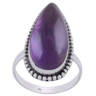 Alluring Rawa Work Around Amethyst Pear Shape 925 Sterling Solid Silver Ring - R3403212-11