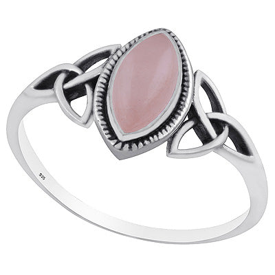 Alluring Celtic Knot Around Rose Quartz Marquise Shape 925 Sterling Solid Silver Ring - R3403220-13