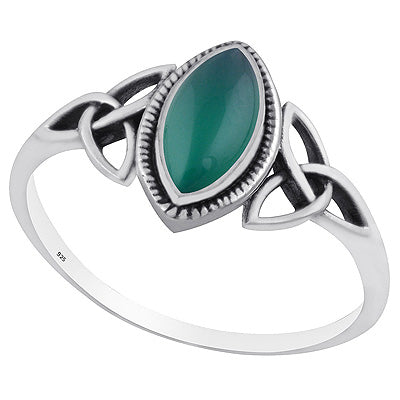 Alluring Celtic Knot Around Green Onyx Marquise Shape 925 Sterling Solid Silver Ring - R3403220-8