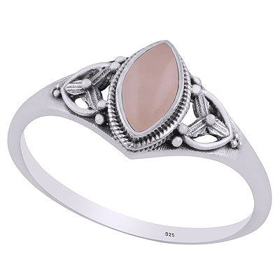 Gorgeous Handcrafted Work Around Rose Quartz Marquise Shape 925 Sterling Solid Silver Ring - R3403221-13