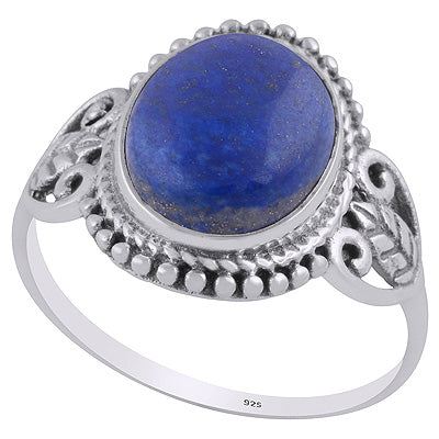 Stunning Rawa & Wire Work Around Lapis Oval Shape 925 Sterling Solid Silver Ring - R3403238-6