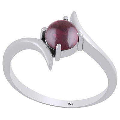 Alluring Handcrafted Work Around Garnet Round Shape 925 Sterling Solid Silver Ring - R3403239-2