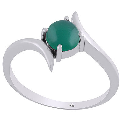 Alluring Handcrafted Work Around Green Onyx Round Shape 925 Sterling Solid Silver Ring - R3403239-8