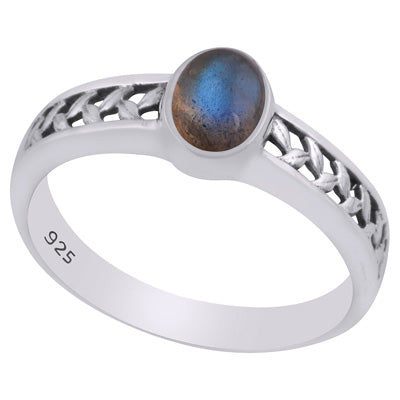 Gorgeous Cut Work Around Labradorite Oval Shape 925 Sterling Solid Silver Ring - R3403244-5
