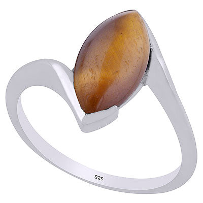 Beautiful Gemstone Seated Tiger's Eye Marquise Shape 925 Sterling Solid Silver Ring - R3403249-11
