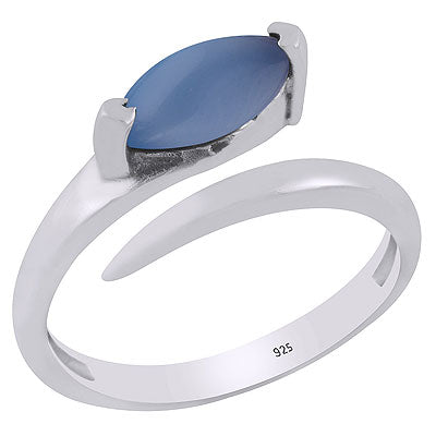 Alluring Shank Around Blue Chalcedony Marquise Shape 925 Sterling Solid Silver Ring - R3403250-9