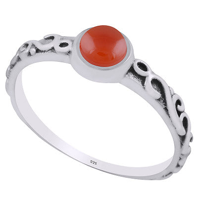 Gorgeous Handcrafted Wire Work Around Carnelian Round Shape 925 Sterling Solid Silver Ring - R3403255-7