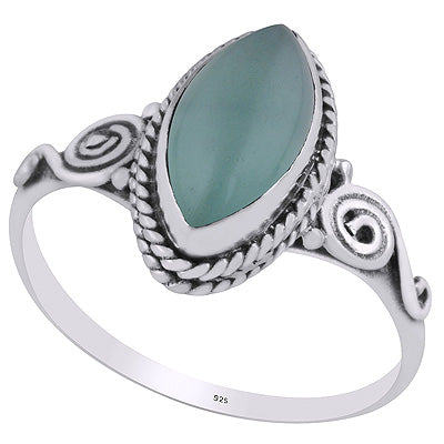 Stunning Coil Work Around Aqua Chalcedony Marquise Shape 925 Sterling Solid Silver Ring - R3403259-10