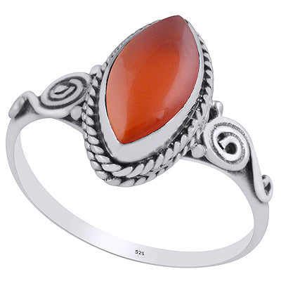 Stunning Coil Work Around Carnelian Marquise Shape 925 Sterling Solid Silver Ring - R3403259-7