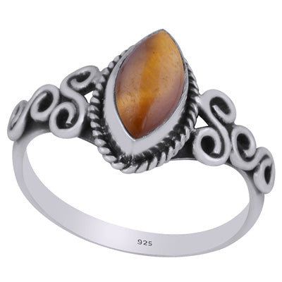 Gorgeous Wire Work Around Tiger's Eye Marquise Shape 925 Sterling Solid Silver Ring - R3403265-11
