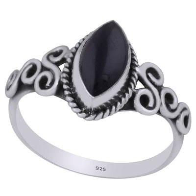 Gorgeous Wire Work Around Black Onyx Marquise Shape 925 Sterling Solid Silver Ring - R3403265-14