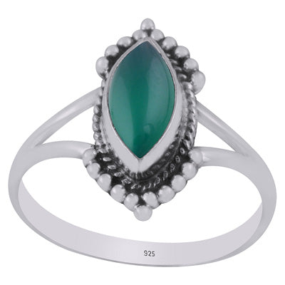 Beautifully Handcrafted Work Around Green Onyx Marquise Shape 925 Sterling Solid Silver Ring - R3403266-8