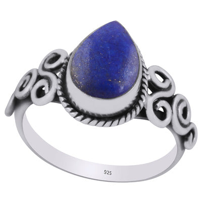 Beautiful Wire Work Around Lapis Pear Shape 925 Sterling Solid Silver Ring - R3403267-6