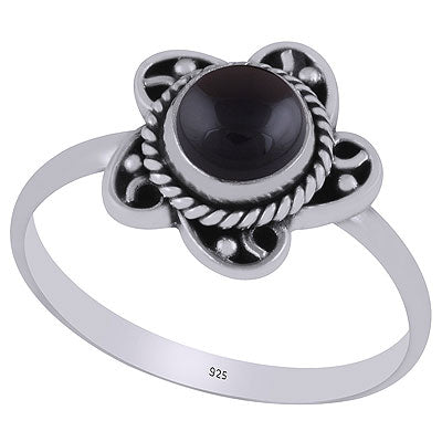 Gorgeous Twisted Wire Work Around Black Onyx Round Shape 925 Sterling Solid Silver Ring - R3403269-14