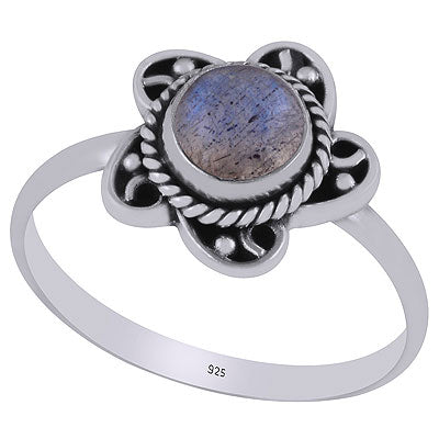 Gorgeous Twisted Wire Work Around Labradorite Round Shape 925 Sterling Solid Silver Ring - R3403269-5