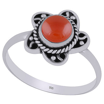 Gorgeous Twisted Wire Work Around Carnelian Round Shape 925 Sterling Solid Silver Ring - R3403269-7