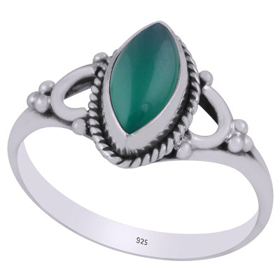 Beautiful Minimal Rawa Work Around Green Onyx Marquise Shape 925 Sterling Solid Silver Ring - R3403272-8