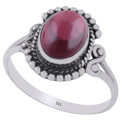 Beautifully Handcrafted Work Around Garnet Oval Shape 925 Sterling Solid Silver Ring - R3403273-2