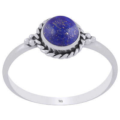 Stunning Twisted Wire Work Around Lapis Round Shape 925 Sterling Solid Silver Ring - R3403276-6
