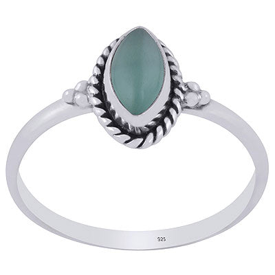 Beautiful Rawa And Wire Work Around Aqua Chalcedony Marquise Shape 925 Sterling Solid Silver Ring - R3403277-30