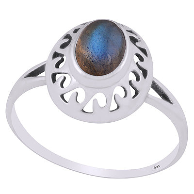 Stunning Pattern Cut Work Around Labradorite Oval Shape 925 Sterling Solid Silver Ring - R3403286-5