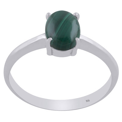 Gorgeous Prong Setting Around Malachite Oval Shape 925 Sterling Solid Silver Ring - R3403287-14