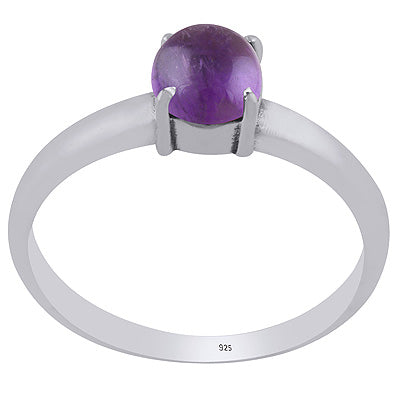 Stunning Prong Setting Around Amethyst Round Shape 925 Sterling Solid Silver Ring - R3403288-1