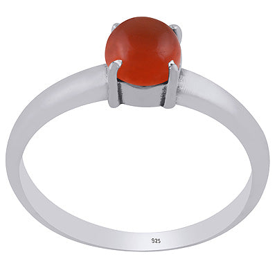 Stunning Prong Setting Around Carnelian Round Shape 925 Sterling Solid Silver Ring - R3403288-7