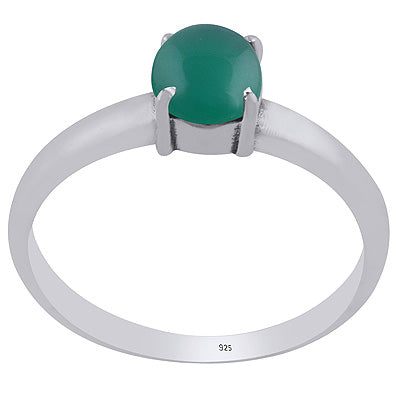 Stunning Prong Setting Around Green Onyx Round Shape 925 Sterling Solid Silver Ring - R3403288-8