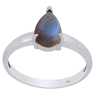 Alluring Prong Setting Around Labradorite Pear Shape 925 Sterling Solid Silver Ring - R3403290-5