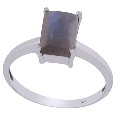 Beautiful Prong Setting Around Labradorite Rectangle Shape 925 Sterling Solid Silver Ring - R3403291-5