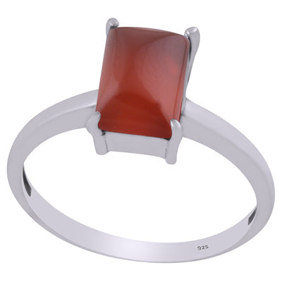 Beautiful Prong Setting Around Carnelian Rectangle Shape 925 Sterling Solid Silver Ring - R3403291-7