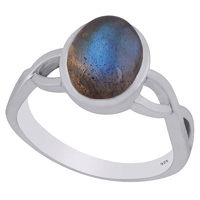 Gorgeous Twisted Shank Around Labradorite Oval Shape 925 Sterling Solid Silver Ring - R3403309-5