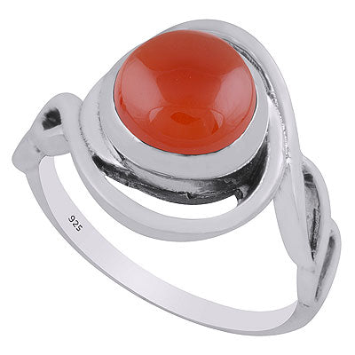 Gorgeous Twisted Shank Around Carnelian Round Shape 925 Sterling Solid Silver Ring - R3403322-7