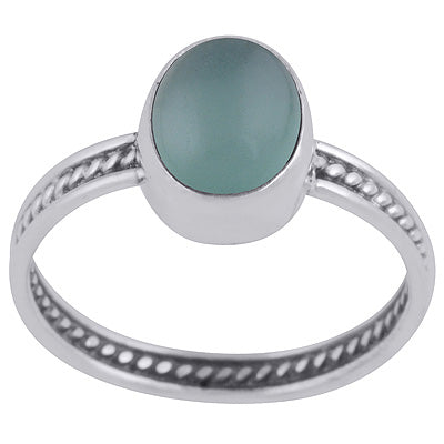 Gorgeous Rawa Work Shank Around Aqua Chalcedony Oval Shape 925 Sterling Solid Silver Ring - R3403335-10