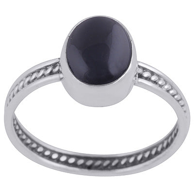 Gorgeous Rawa Work Shank Around Black Onyx Oval Shape 925 Sterling Solid Silver Ring - R3403335-14