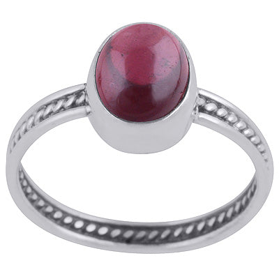 Gorgeous Rawa Work Shank Around Garnet Oval Shape 925 Sterling Solid Silver Ring - R3403335-2