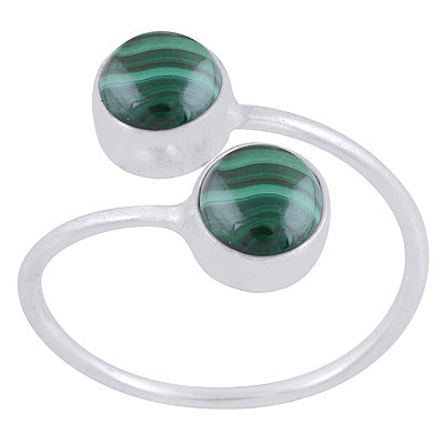 Alluring Multiple Gemstones Malachite Round Shape 925 Sterling Solid Silver Ring - main product photo (R3403394-12)