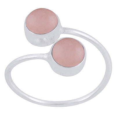 Alluring Multiple Gemstones Rose Quartz Round Shape 925 Sterling Solid Silver Ring - R3403394-13