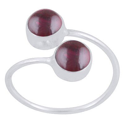 Alluring Multiple Gemstones Garnet Round Shape 925 Sterling Solid Silver Ring - R3403394-2