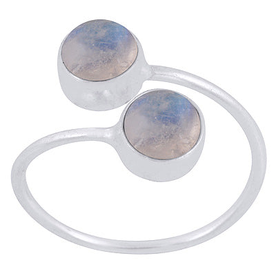 Alluring Multiple Gemstones Rainbow Moonstone Round Shape 925 Sterling Solid Silver Ring - R3403394-4